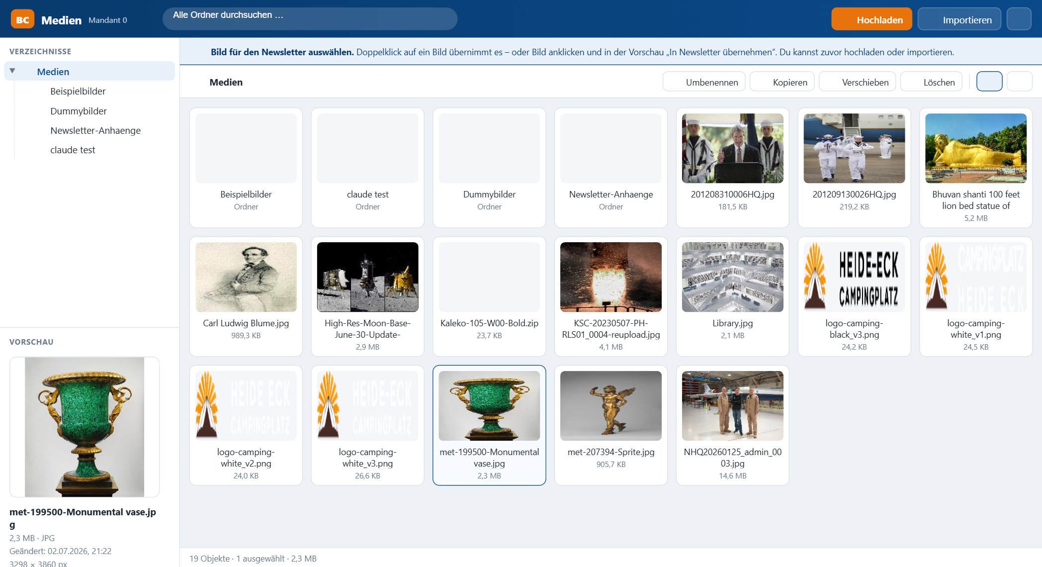 Media Explorer als Bild-Picker im Kampagnen-Editor